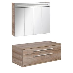Badmöbelset 'STANFORD' Spiegelschrank und Waschbeckenunterschrank nature oak