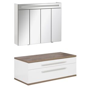 Badmöbelset 'STANFORD' Spiegelschrank und Waschbeckenunterschrank weiß
