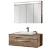 Badmöbelset 'STANFORD' Spiegelschrank und Waschbecken mit Unterschrank weiß/nature oak