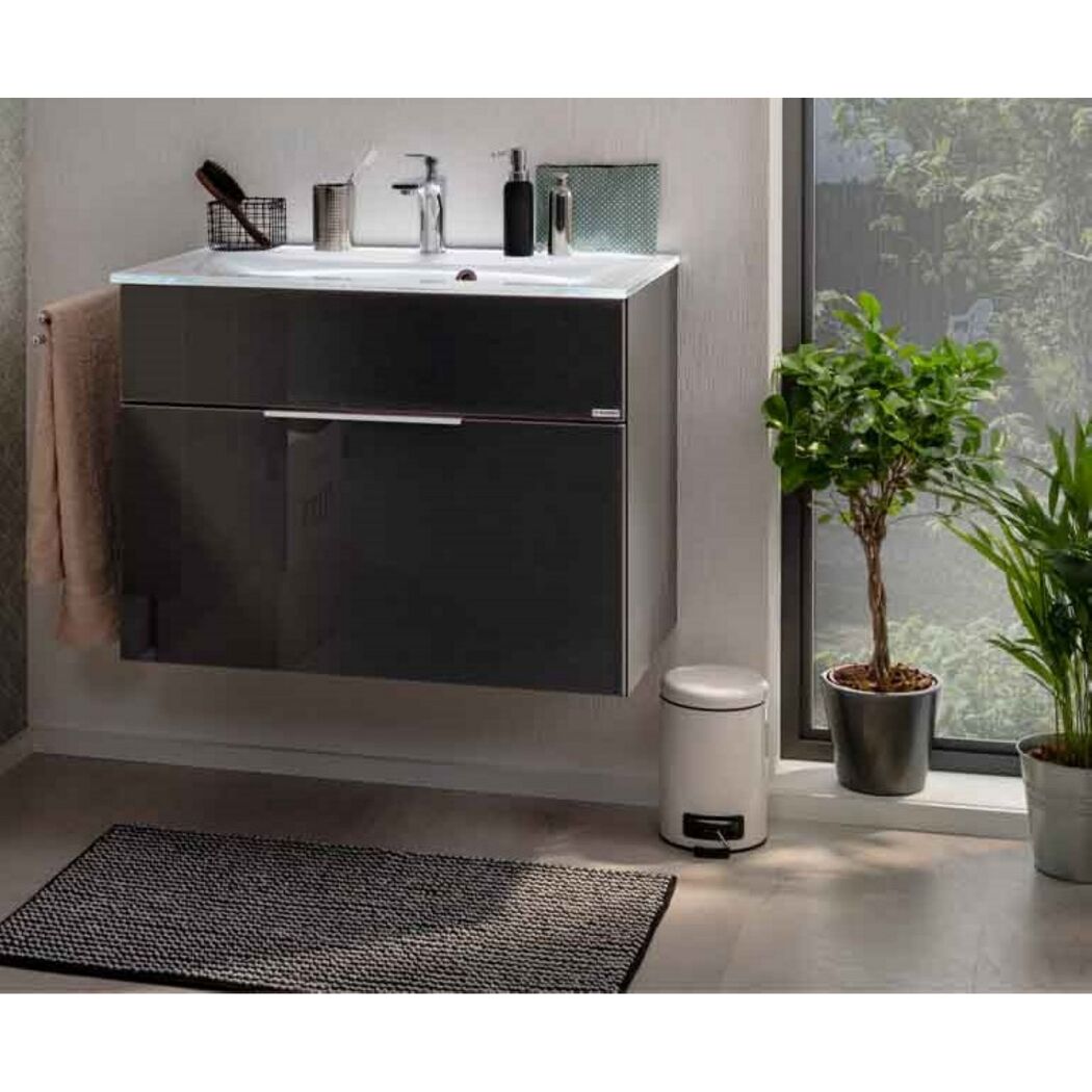 Glaswaschbecken mit Unterschrank 'KARA'  weiß/anthrazit 80 x 60,2 x 50,1 cm