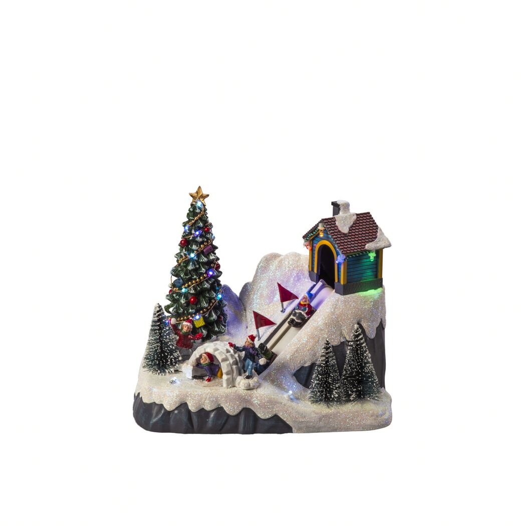 LED-Szenerie 'Rodelbahn' 19 LED bunt 13 x 18,5 x 21,5 cm