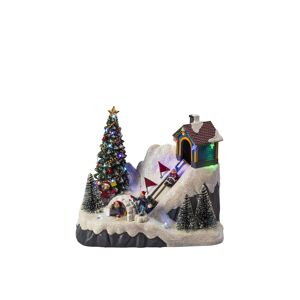 LED-Szenerie 'Rodelbahn' 19 LED bunt 13 x 18,5 x 21,5 cm
