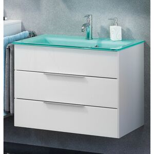 Glaswaschbecken mit Unterschrank 'KARA' mintgrün/weiß 80 x 60,2 x 50,1 cm