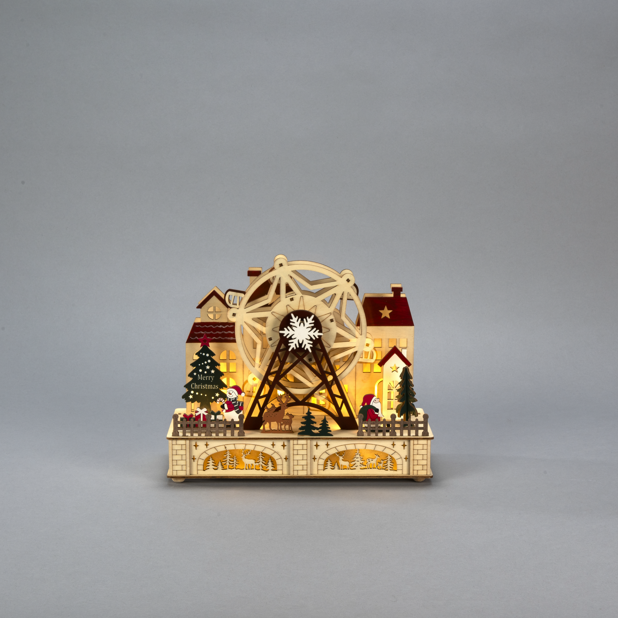LED-Holzsilhouette 'Vergnügungspark' 10 LED warmweiß 12 x 24,5 x 28 cm