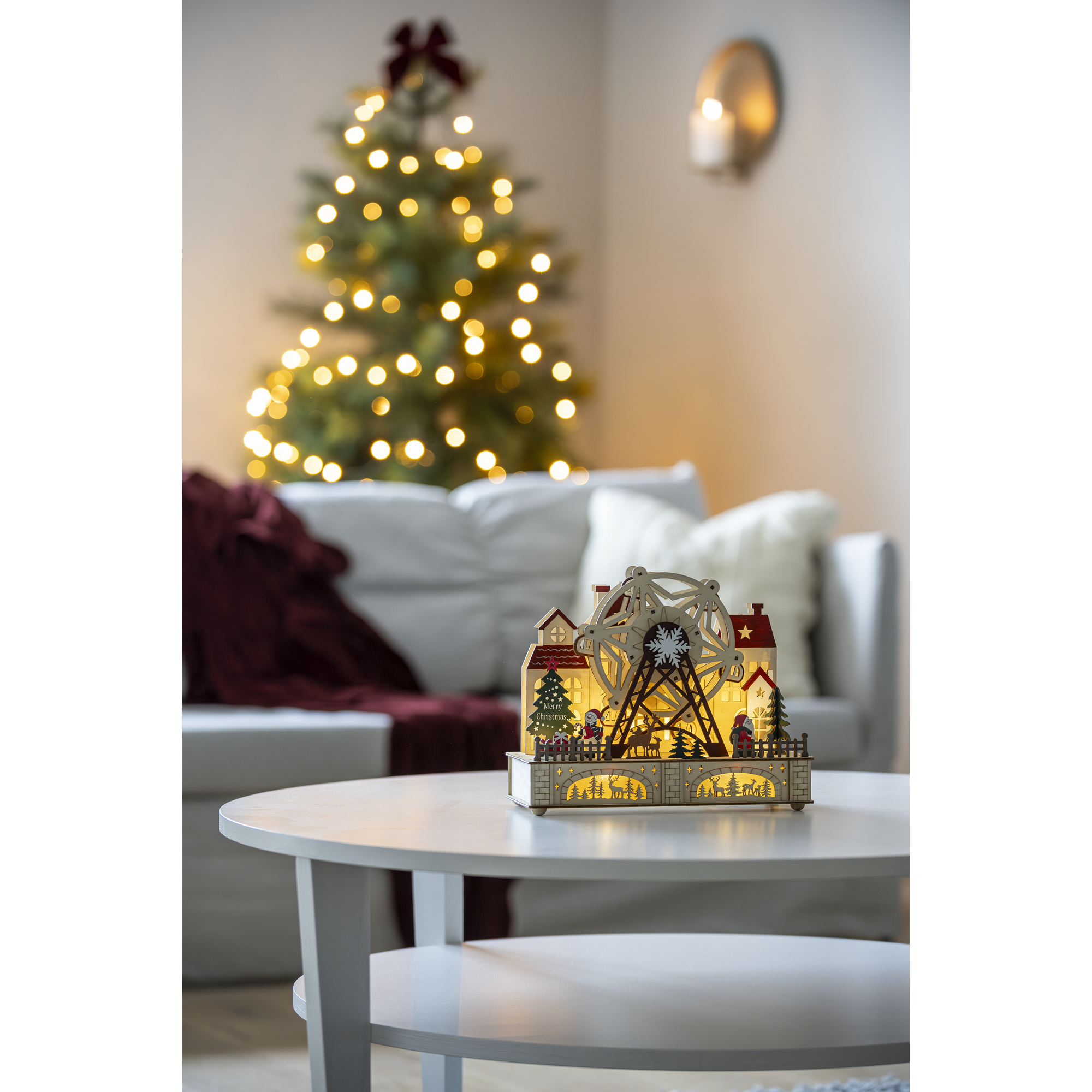 LED-Holzsilhouette 'Vergnügungspark' 10 LED warmweiß 12 x 24,5 x 28 cm
