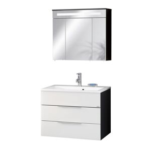 Badmöbelset 'KARA' Spiegelschrank und Waschbecken mit Unterschrank weiß/weiß