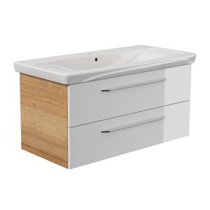 Keramikwaschbecken mit Unterschrank 'MILANO' weiß/eiche 107,3 x 55,2 x 54,3 cm