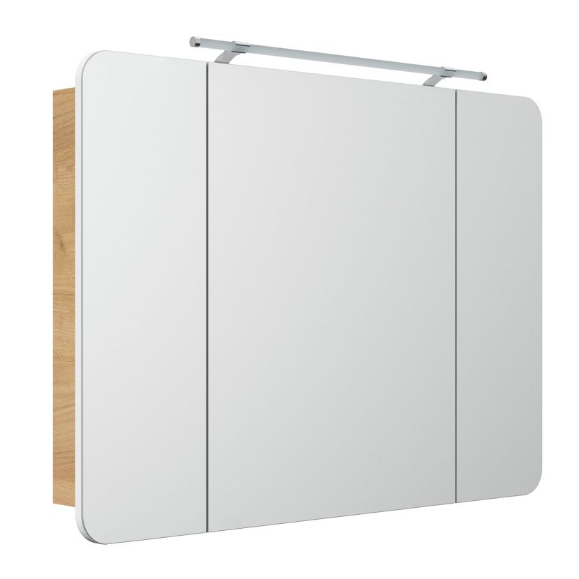 Badmöbelset 'MILANO' Spiegelschrank und Waschbecken mit Unterschrank weiß/eiche