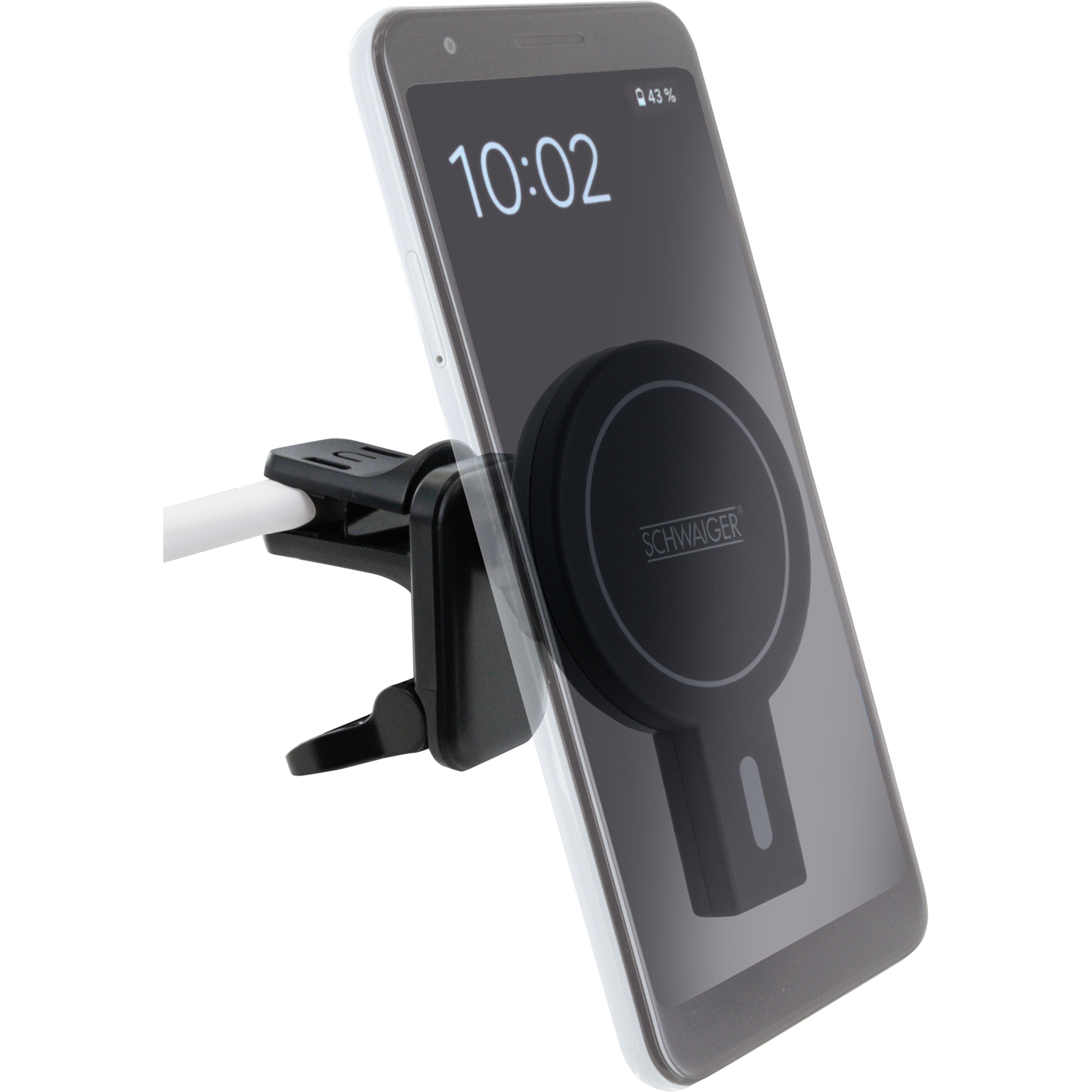 Smartphone-Halterung schwarz mit QI-Ladefunktion
