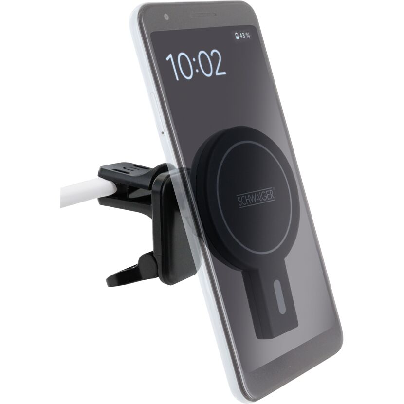 Smartphone-Halterung schwarz mit QI-Ladefunktion
