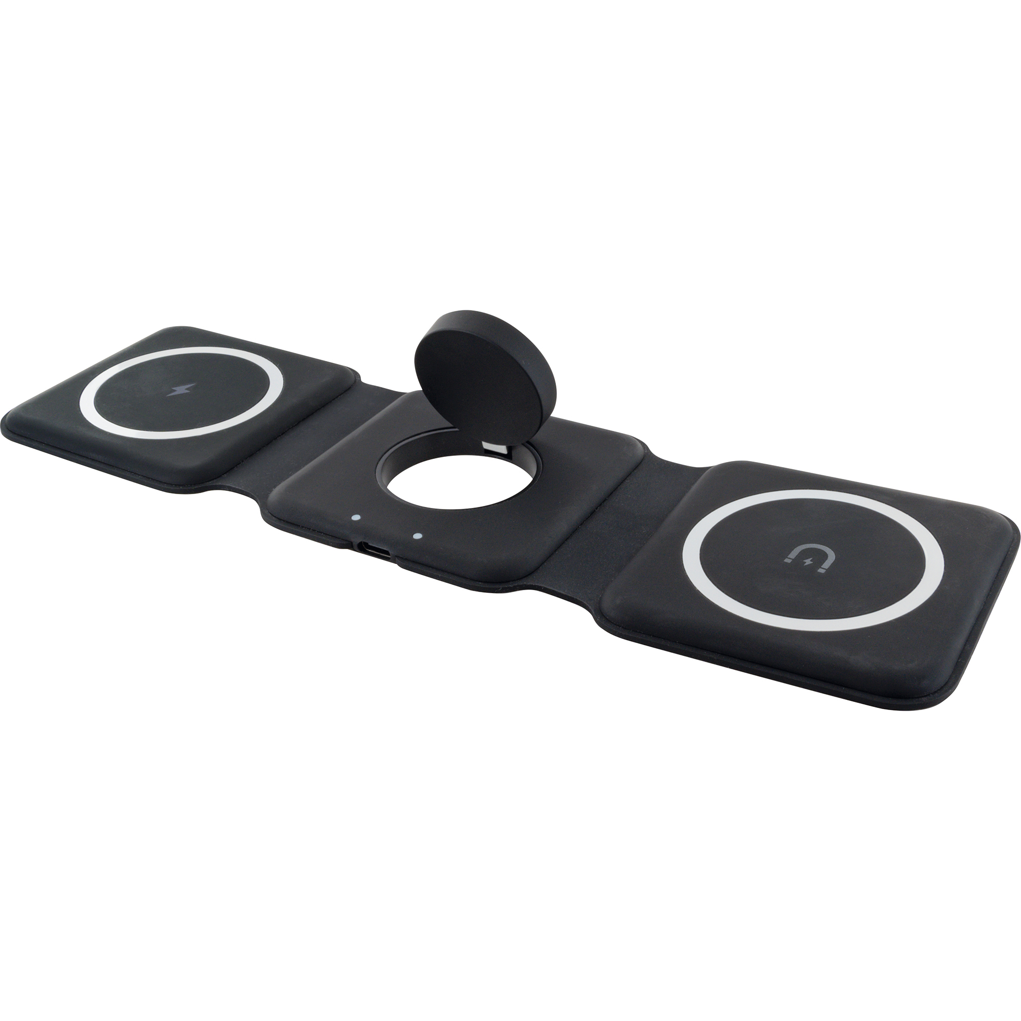 Ladeplatte schwarz 3in1 klappbar QI-Ladefunktion