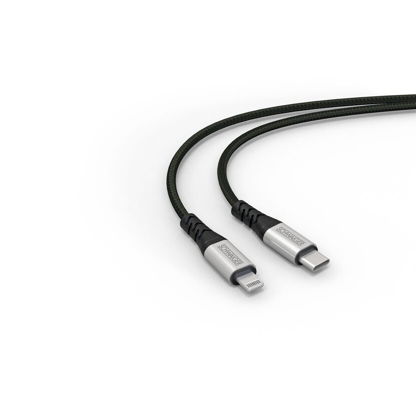 Ladekabel schwarz Lightning auf USB-C 1,2 m