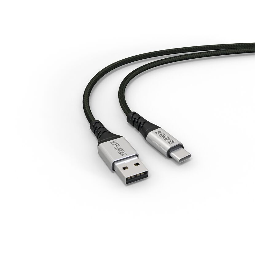 Ladekabel schwarz USB-C auf USB-A 1,2 m