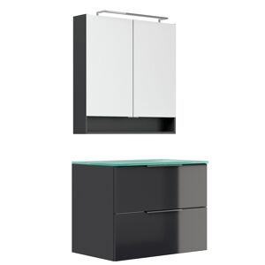 Badmöbelset 'LUNA' Spiegelschrank und Waschbecken mit Unterschrank mintgrün/anthrazit