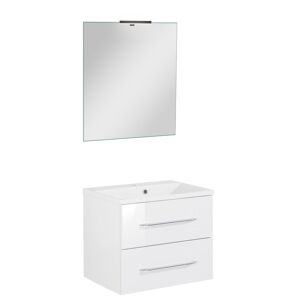 Badmöbelset 'b.clever' Spiegelelement und Waschbecken mit Unterschrank weiß/weiß