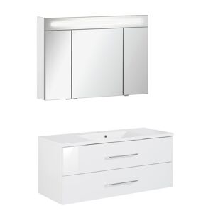 Badmöbelset 'b.clever' Spiegelschrank und Waschbecken mit Unterschrank weiß/weiß