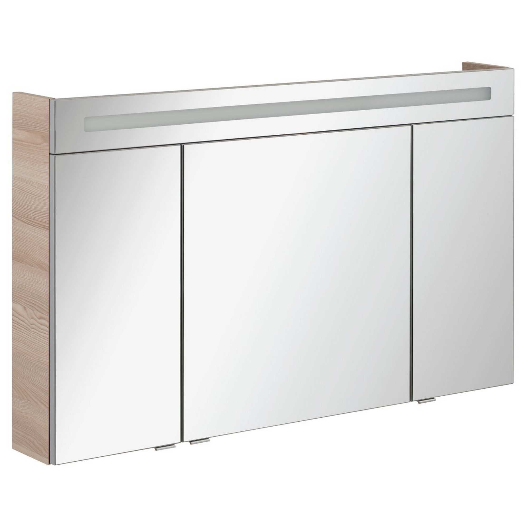 Badmöbelset 'b.clever' Spiegelschrank und Waschbecken mit Unterschrank weiß/Alaska Esche
