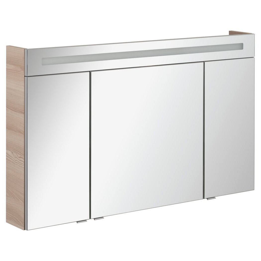Badmöbelset 'b.clever' Spiegelschrank und Waschbecken mit Unterschrank weiß/Alaska Esche