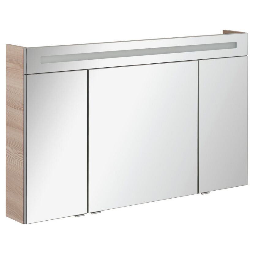 Badmöbelset 'b.clever' Spiegelschrank und Waschbecken mit Unterschrank weiß/Alaska Esche