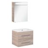Badmöbelset 'b.clever' Spiegelschrank und Waschbecken mit Unterschrank weiß/Alaska Esche