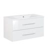Badmöbelset 'b.clever' Spiegelschrank und Waschbecken mit Unterschrank weiß/weiß