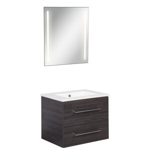 Badmöbelset 'b.perfekt' Spiegelelement und Waschbecken mit Unterschrank weiß/Dark Oak