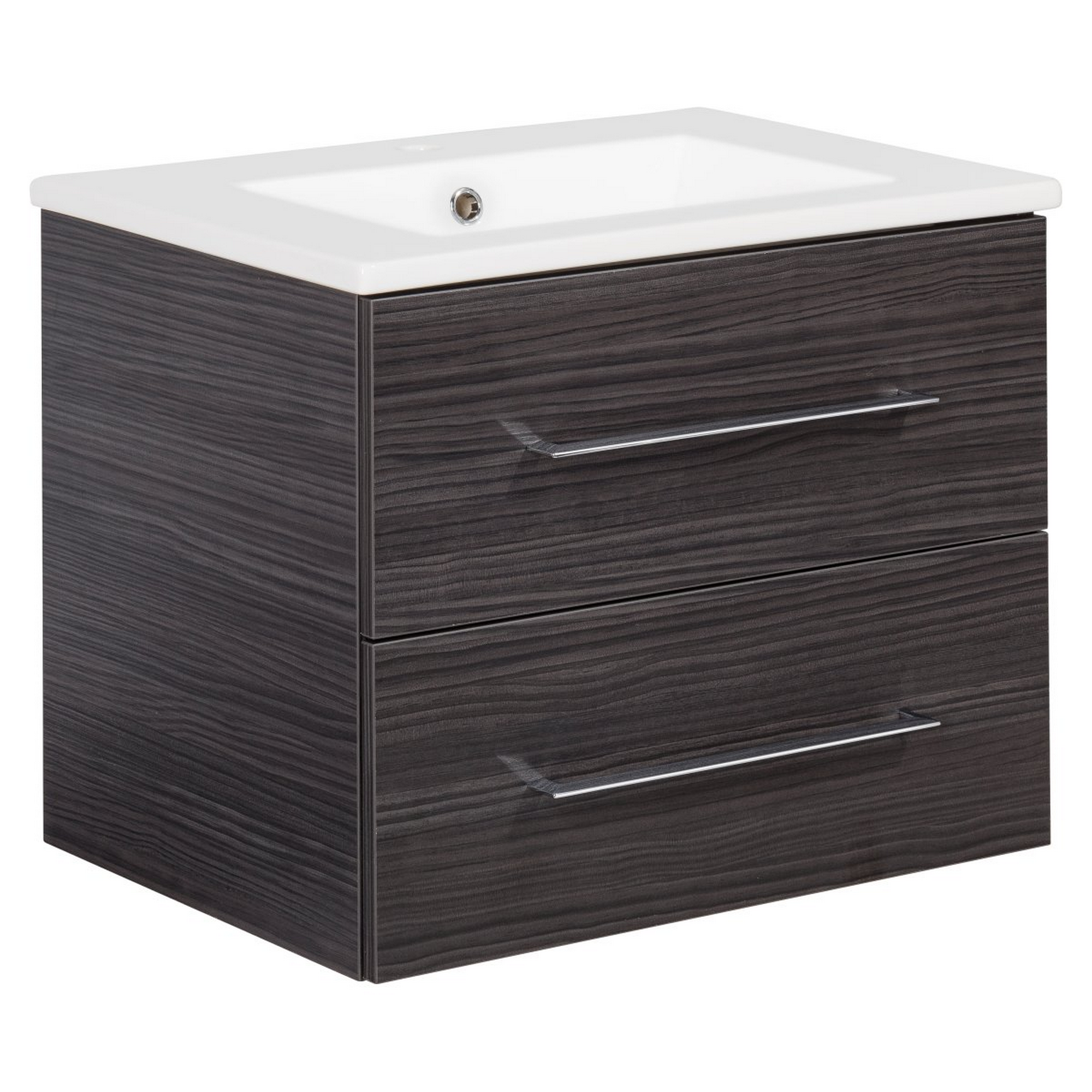 Badmöbelset 'b.perfekt' Spiegelelement und Waschbecken mit Unterschrank weiß/Dark Oak