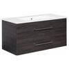 Badmöbelset 'b.perfekt' Spiegelelement und Waschbecken mit Unterschrank weiß/Dark Oak
