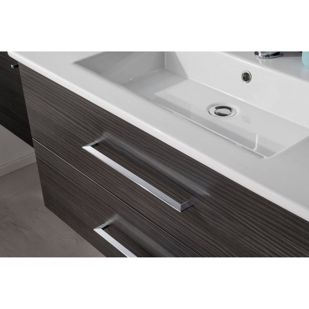 Badmöbelset 'b.perfekt' Spiegelelement und Waschbecken mit Unterschrank weiß/Dark Oak