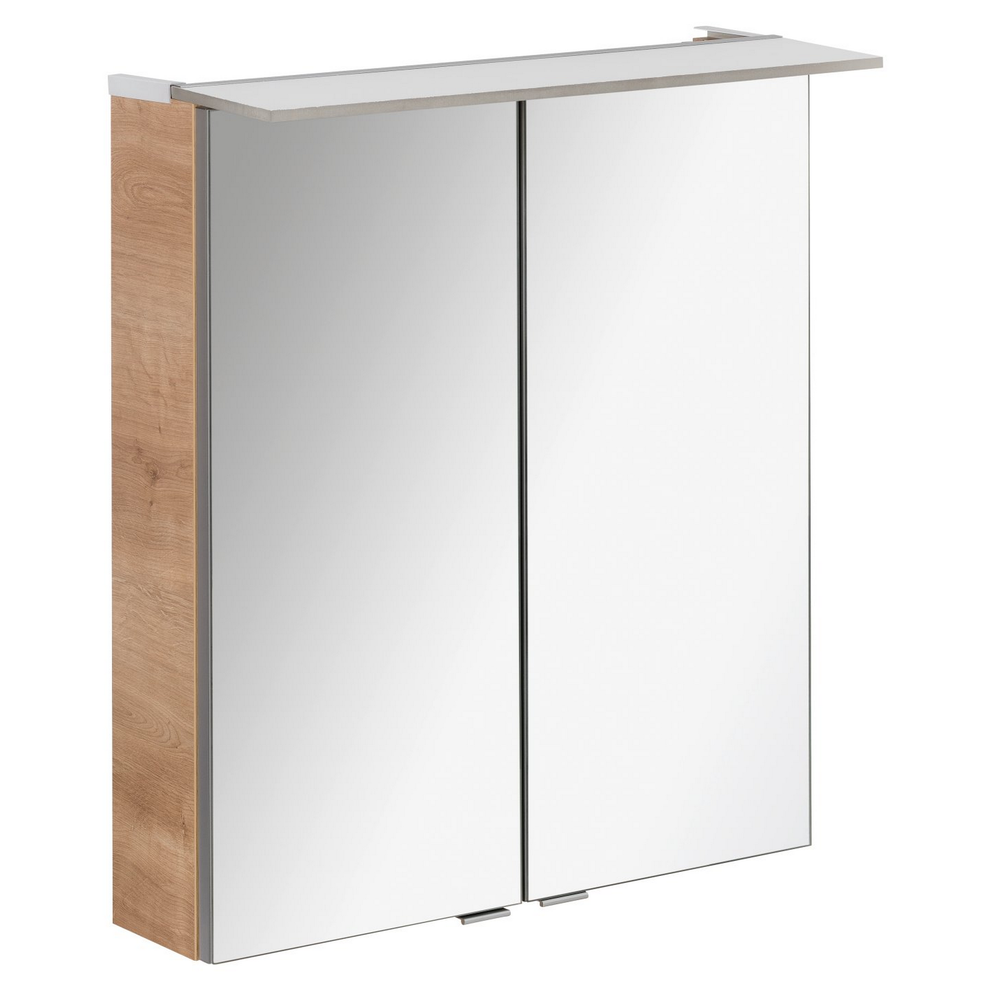 Badmöbelset 'b.perfekt' Spiegelschrank und Waschbecken mit Unterschrank weiß/Ast Eiche