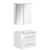 Badmöbelset 'b.perfekt' Spiegelschrank und Waschbecken mit Unterschrank weiß/weiß