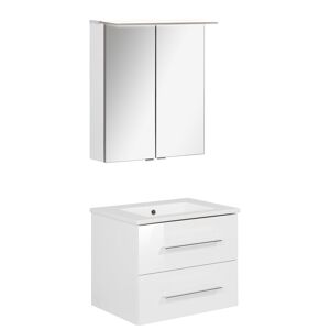Badmöbelset 'b.perfekt' Spiegelschrank und Waschbecken mit Unterschrank weiß/weiß
