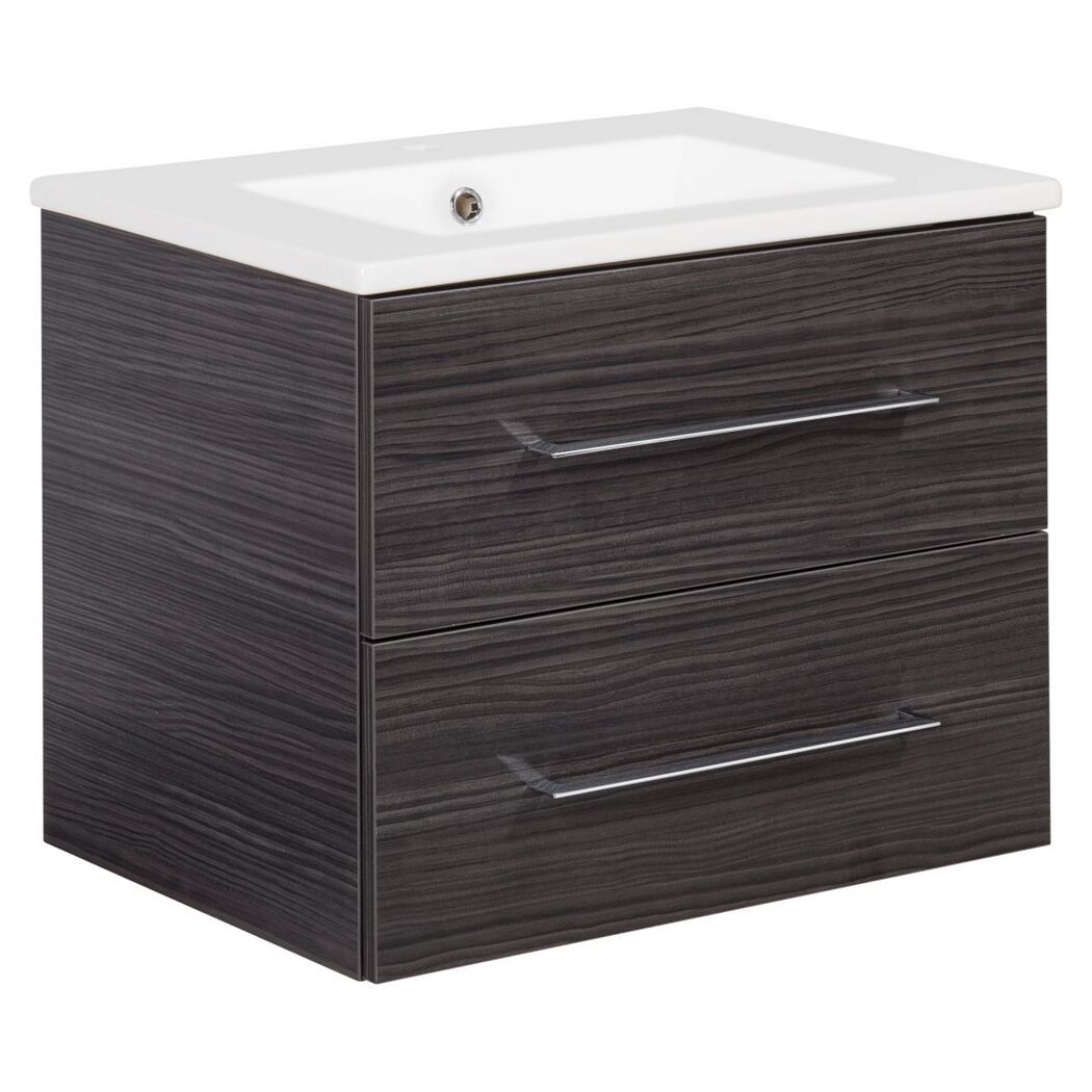 Badmöbelset 'b.perfekt' Spiegelschrank und Waschbecken mit Unterschrank weiß/Dark Oak