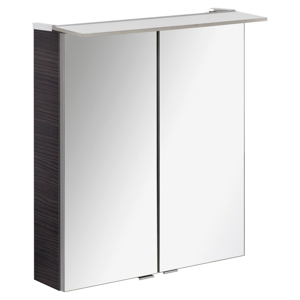 Badmöbelset 'b.perfekt' Spiegelschrank und Waschbecken mit Unterschrank weiß/Dark Oak