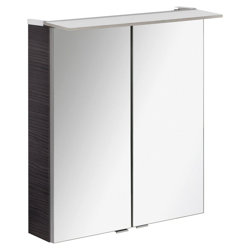 Badmöbelset 'b.perfekt' Spiegelschrank und Waschbecken mit Unterschrank weiß/Dark Oak