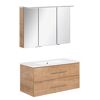 Badmöbelset 'b.perfekt' Spiegelschrank und Waschbecken mit Unterschrank weiß/Ast Eiche