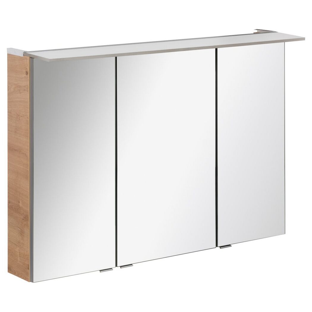 Badmöbelset 'b.perfekt' Spiegelschrank und Waschbecken mit Unterschrank weiß/Ast Eiche