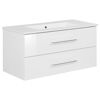 Badmöbelset 'b.perfekt' Spiegelschrank und Waschbecken mit Unterschrank weiß/weiß
