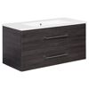 Badmöbelset 'b.perfekt' Spiegelschrank und Waschbecken mit Unterschrank weiß/Dark Oak