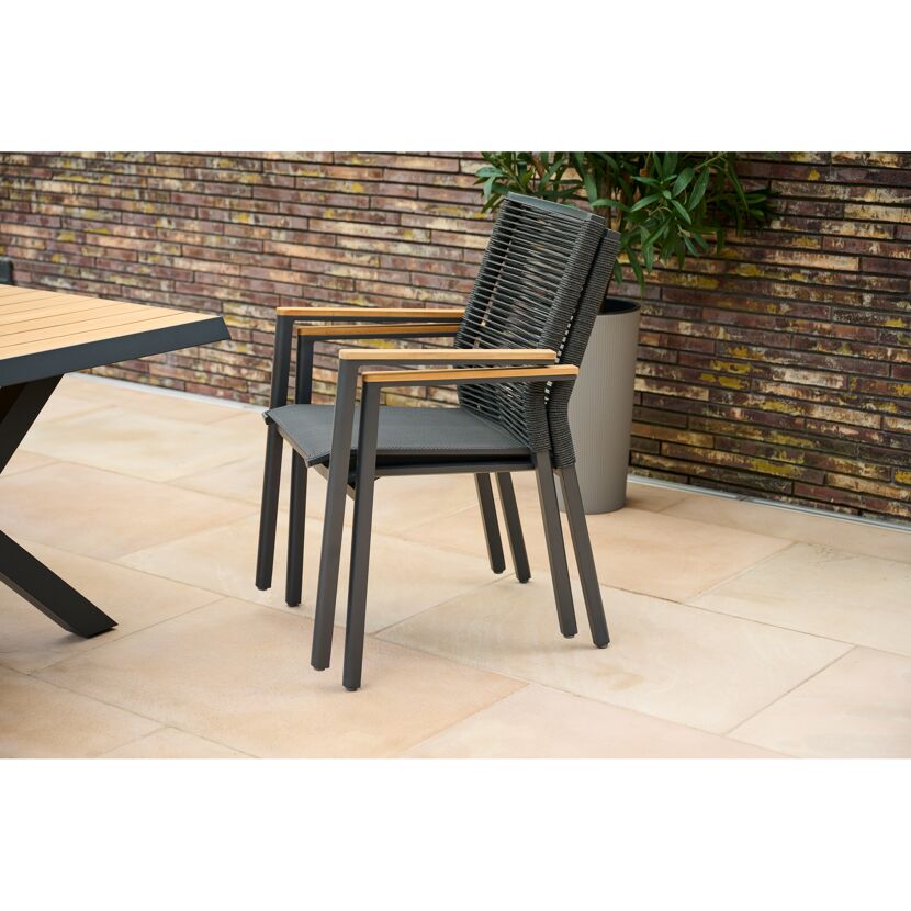 Gartenstuhl 'Bologna' stapelbar Aluminium anthrazit 57 x 92 x 56 cm