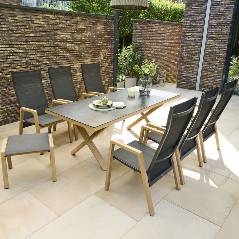 Gartentisch 'Catania' Aluminium/Glas 90 x 74 x 200 cm