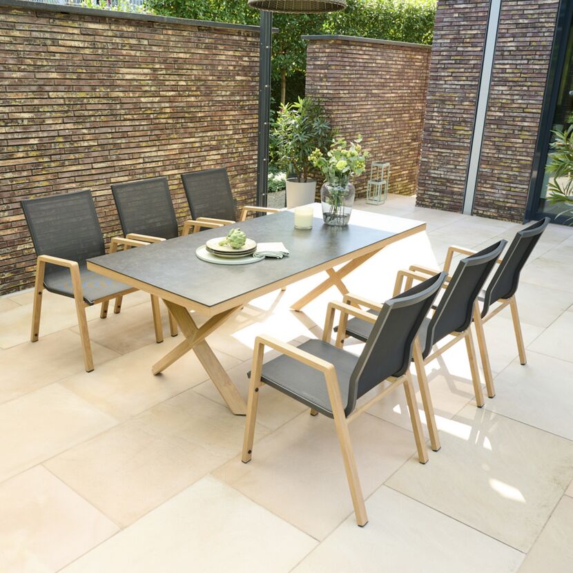 Gartenstuhl 'Catania' stapelbar Aluminium braun 57 x 92 x 56 cm