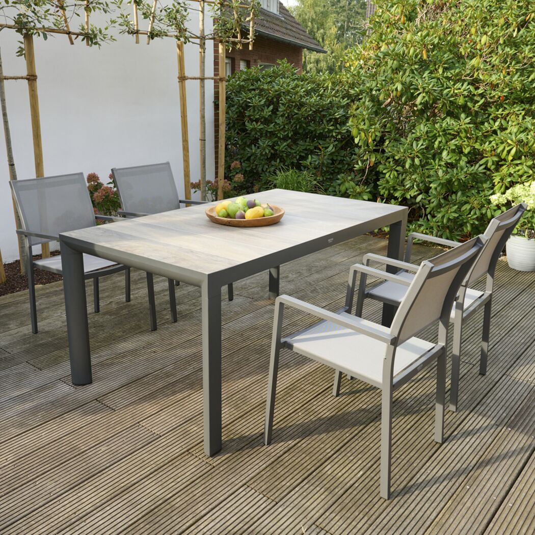 Gartenstuhl 'Leeds' stapelbar Aluminium anthrazit 54 x 88 x 54 cm