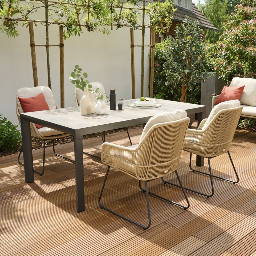 Gartensessel 'Kansas' Edelstahl/Aluminium taupe 60 x 85 x 70 cm