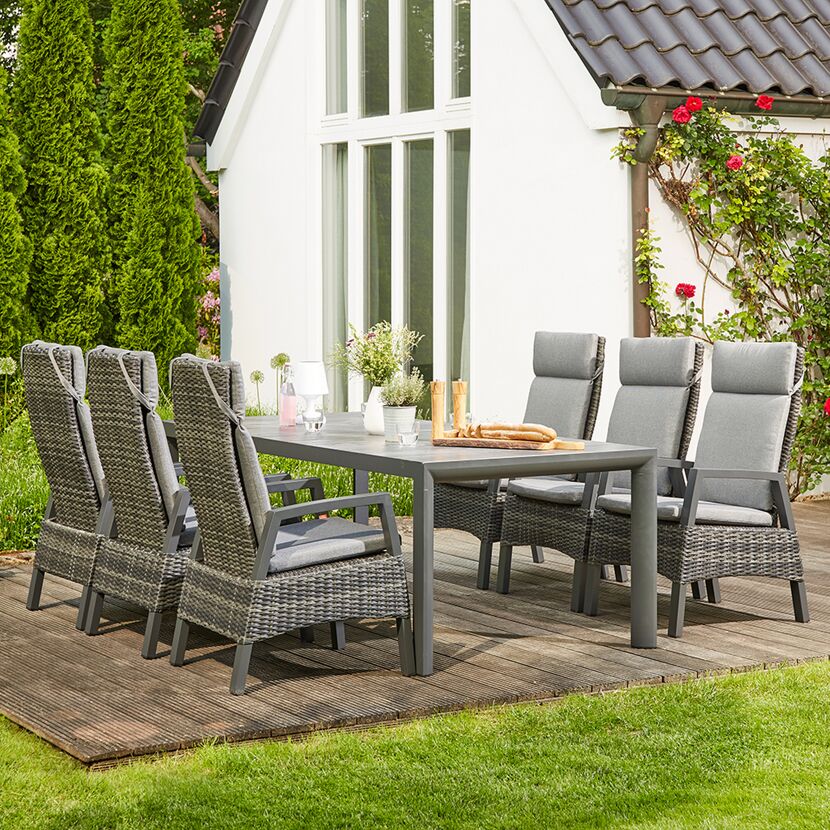 Gartensessel 'Taranto' Aluminium blau/grau 61 x 109 x 74 cm