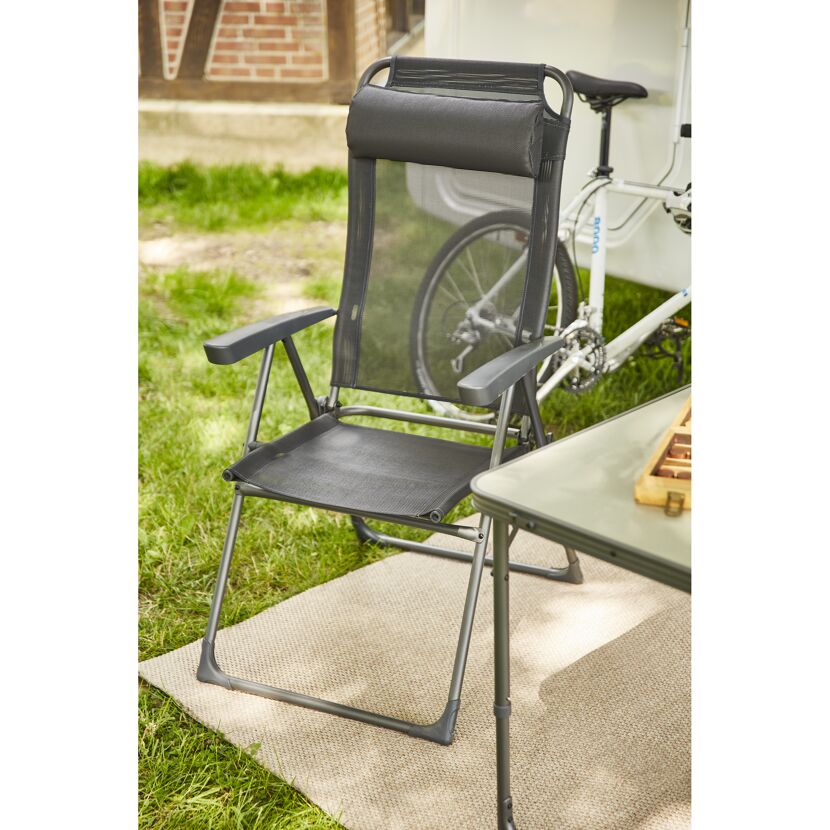 Gartenstuhl 'Comfort' klappbar Aluminium anthrazit 59 x 117 x 48 cm