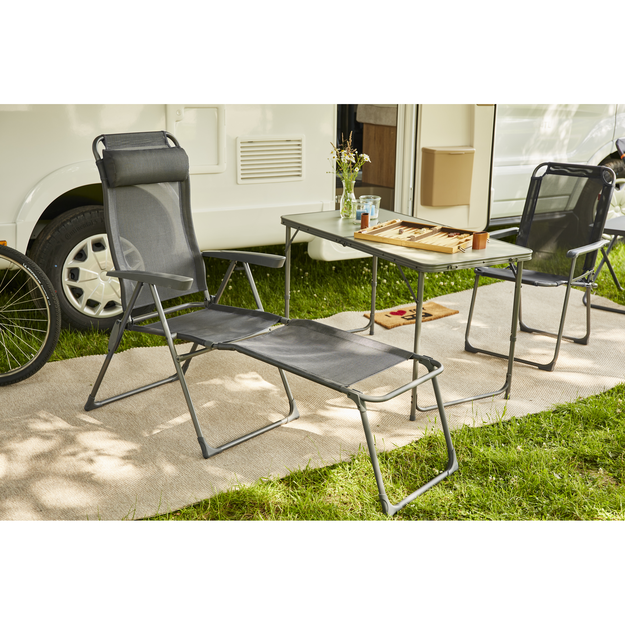 Campingstuhl 'Comfort' anthrazit 47 x 117 x 48 cm