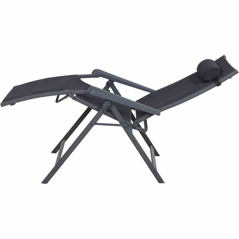 Liegestuhl 'Premium' klappbar Aluminium anthrazit 74,5 x 122 x 59 cm