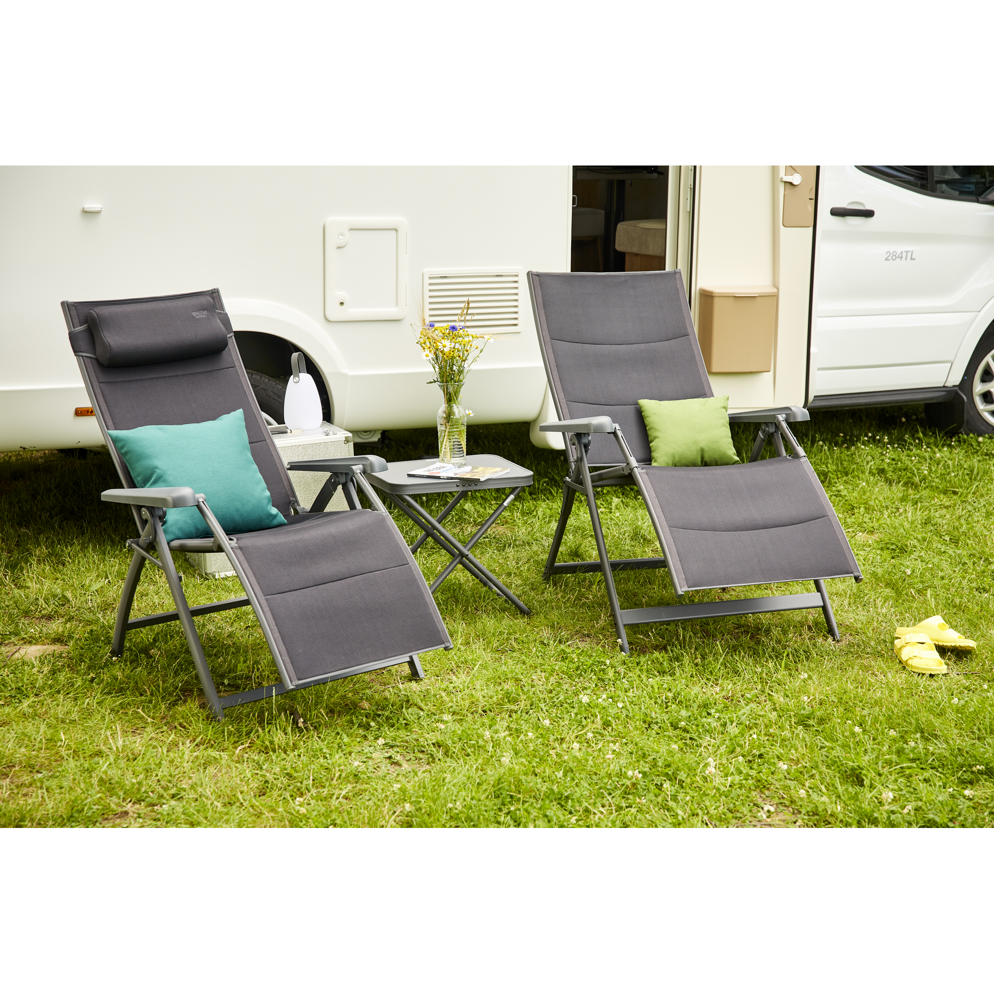 Camping-Relaxsessel 'Premium' anthrazit 56 x 122 x 59 cm