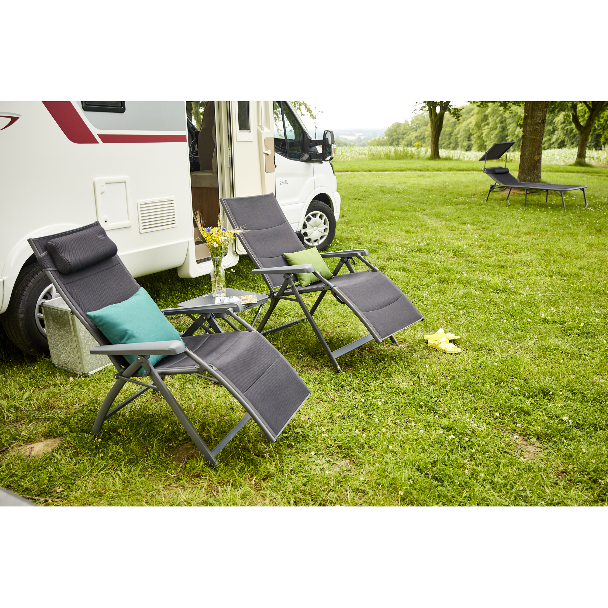 Camping-Relaxsessel 'Premium' anthrazit 56 x 122 x 59 cm